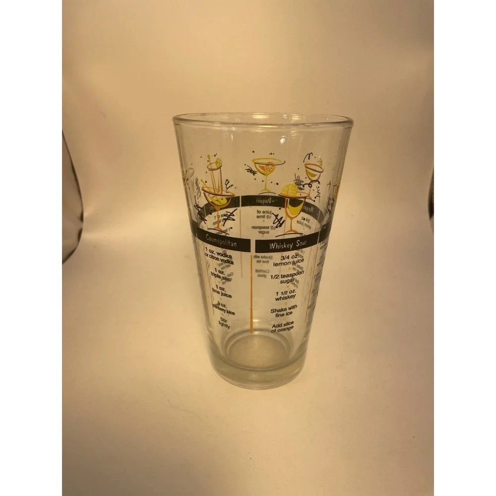 Vintage 90s Libbey Barware Cocktail Recipe Tumbler Mixed Drink Glass Man Cave VG